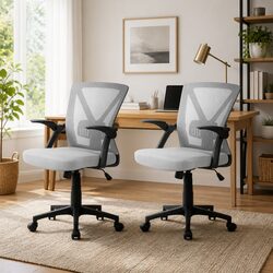 Mid Back Grey Mesh Office Chair with Adjustable Features