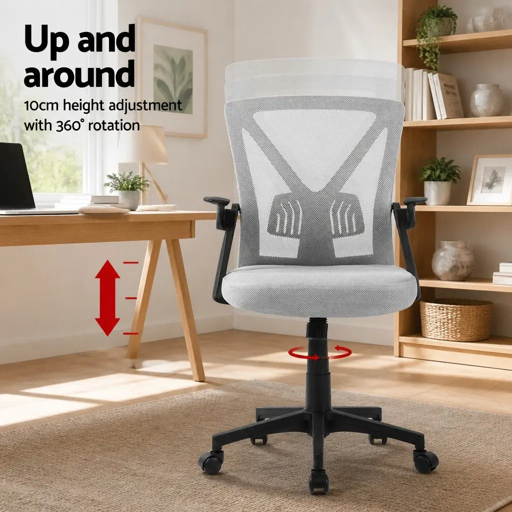 Mesh Office Chair Ergonomic Adjustable Height Mid Back Grey