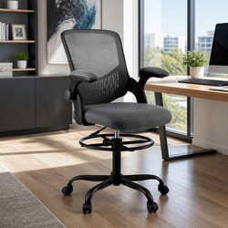Mesh Drafting Chair with Chrome Base and Adjustable Features