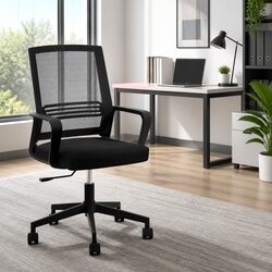 Mid Back Black Mesh Office Chair with Padded Seat