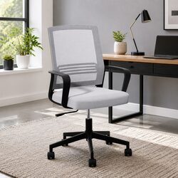 Mid Back Grey Mesh Office Chair with Adjustable Features