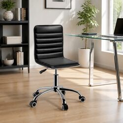Black Swivel Desk Chair with Low Back Design