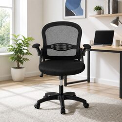 Black Mesh Office Chair with Adjustable Height and Tilt Function