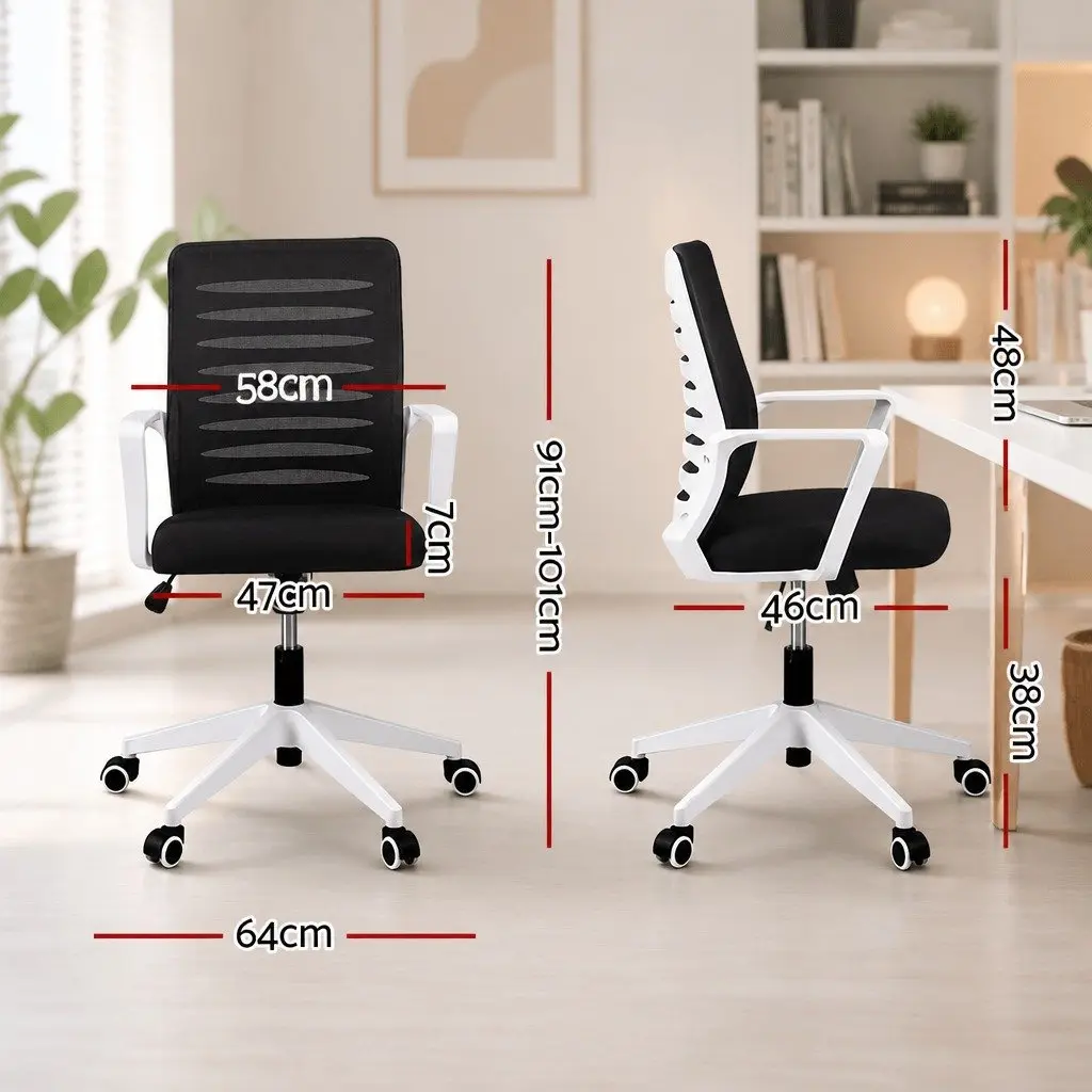 Ergonomic Office Chair Mesh with Lumbar Support Adjustable Height Black and White