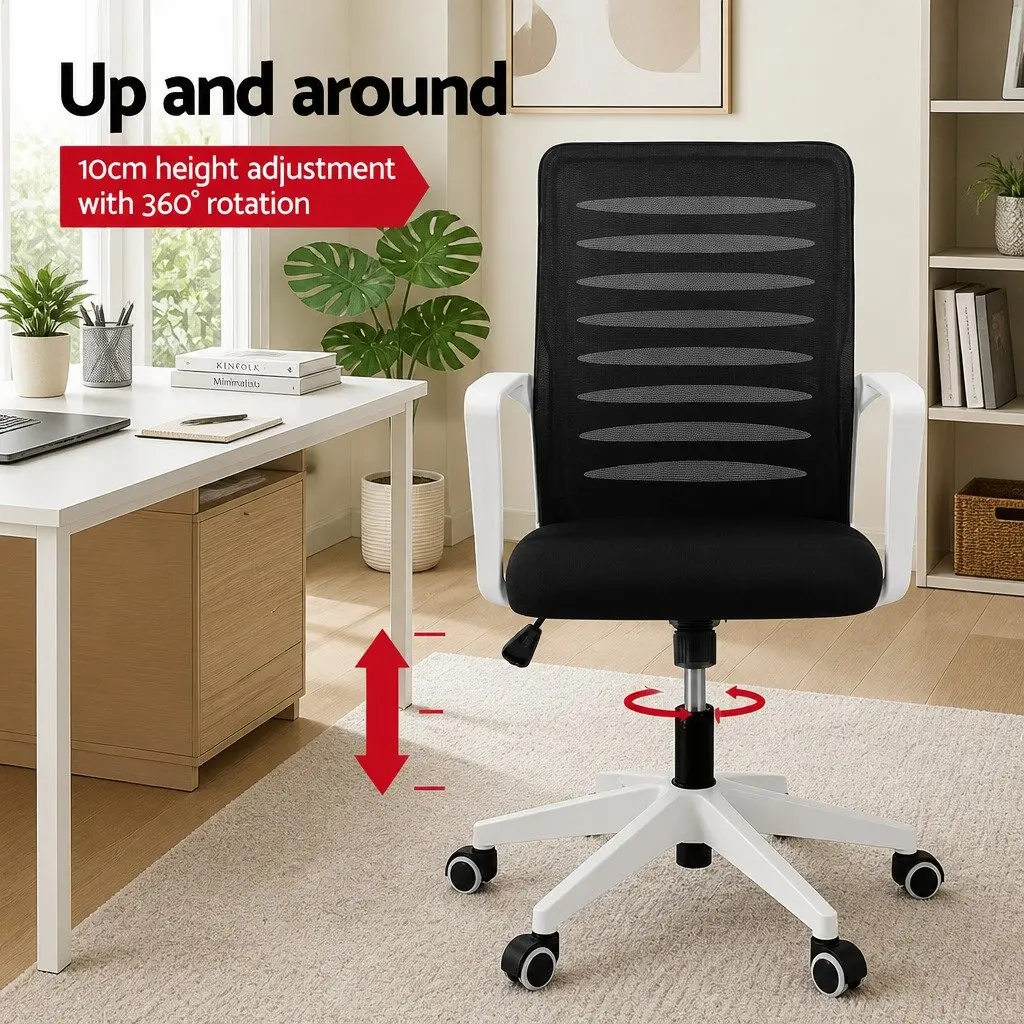 Ergonomic Office Chair Mesh with Lumbar Support Adjustable Height Black and White