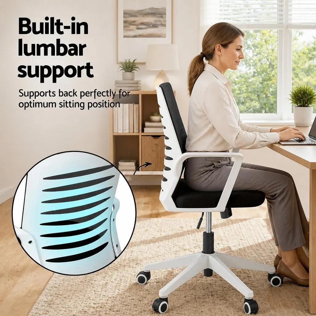 Ergonomic Office Chair Mesh with Lumbar Support Adjustable Height Black and White