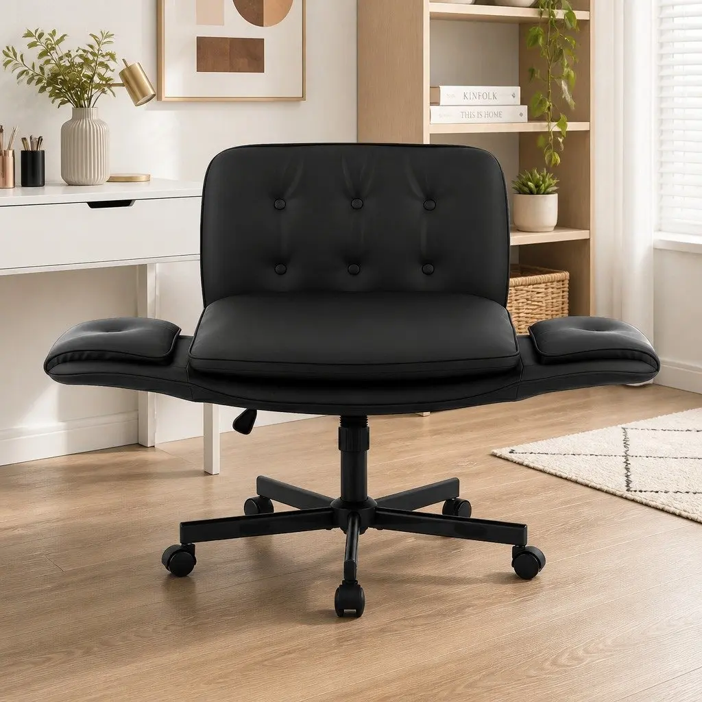 Criss Cross Office Chair Ergonomic Adjustable Armrests 360° Swivel Black