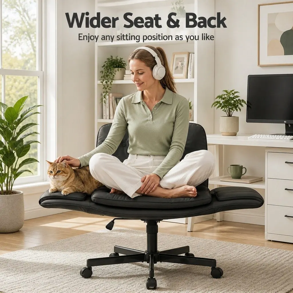Criss Cross Office Chair Ergonomic Adjustable Armrests 360° Swivel Black
