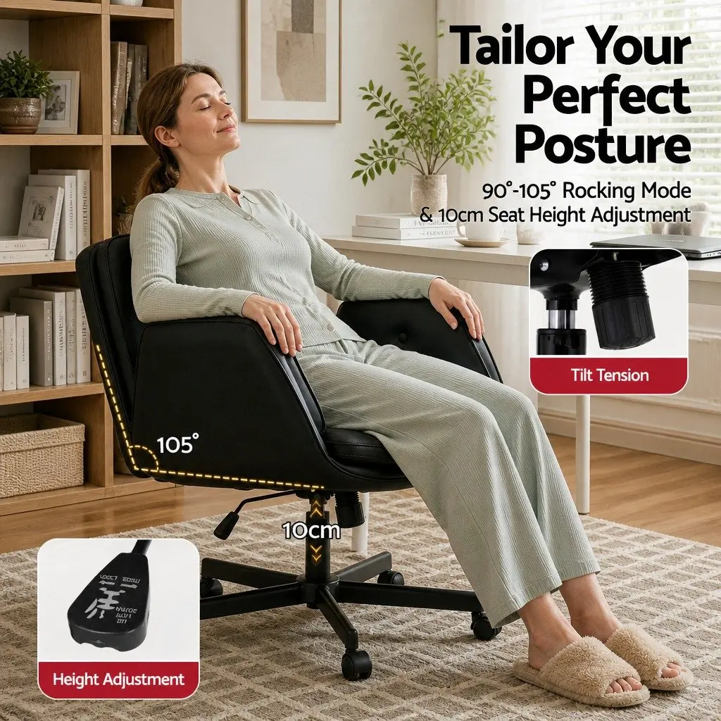 Criss Cross Office Chair Ergonomic Adjustable Armrests 360° Swivel Black