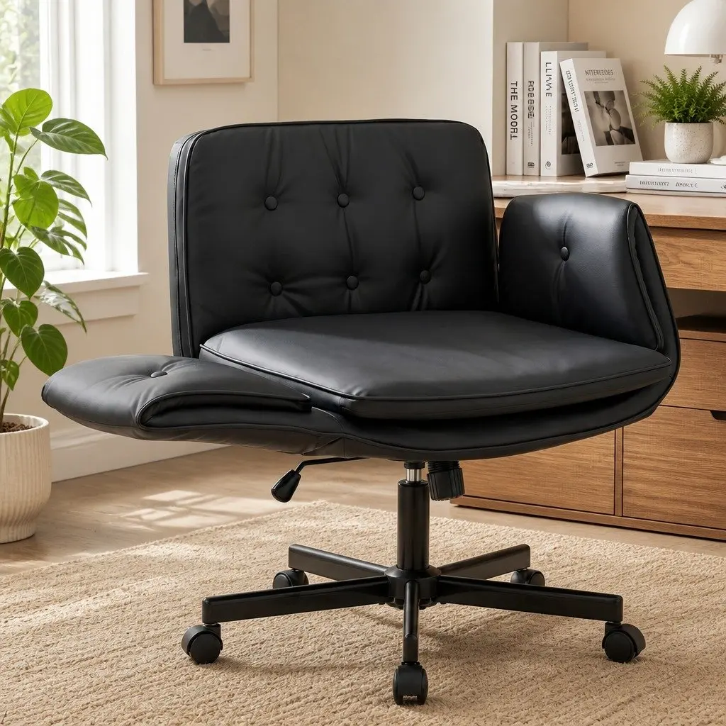 Criss Cross Office Chair Ergonomic Adjustable Armrests 360° Swivel Black