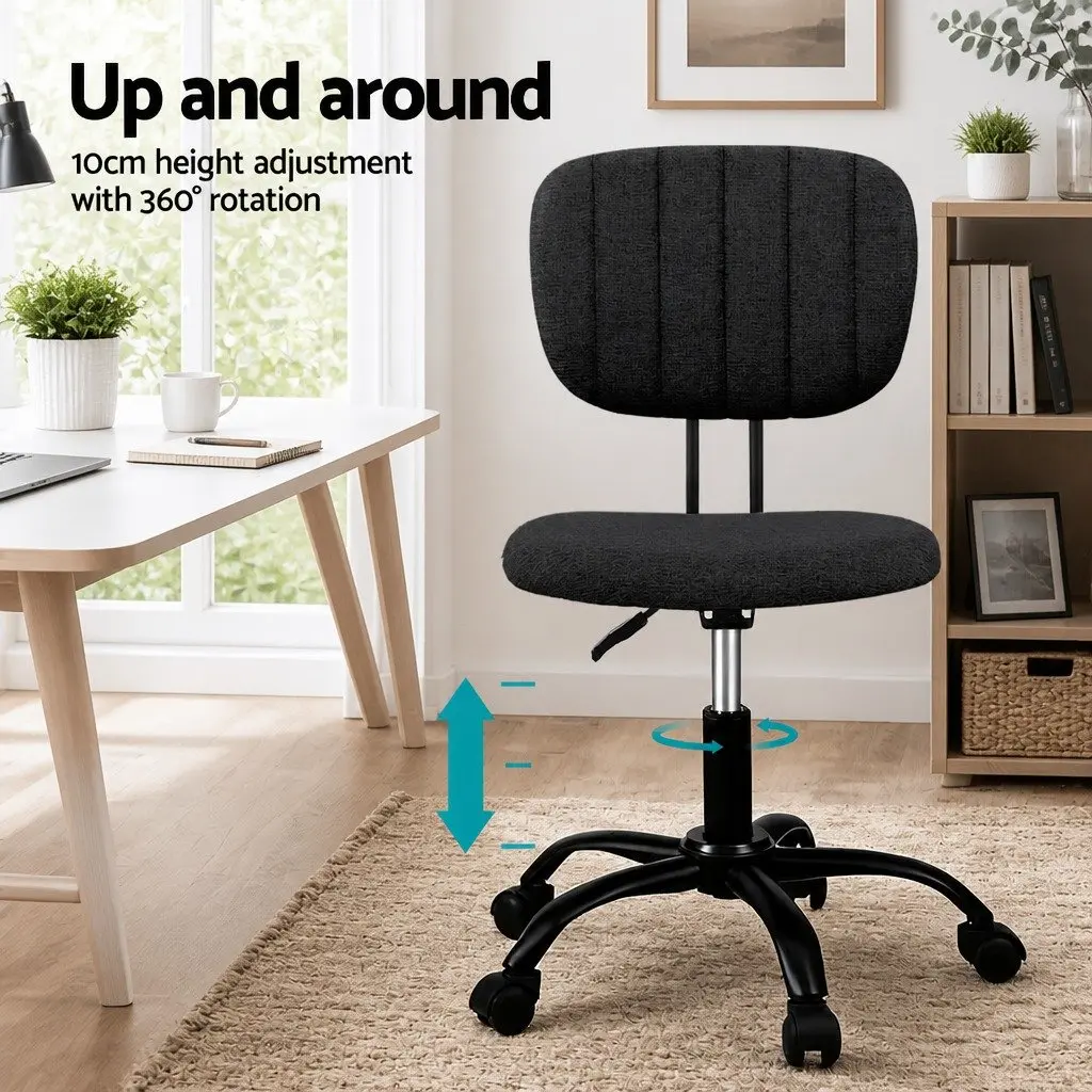 Armless Office Chair Ergonomic Height Adjustable Black