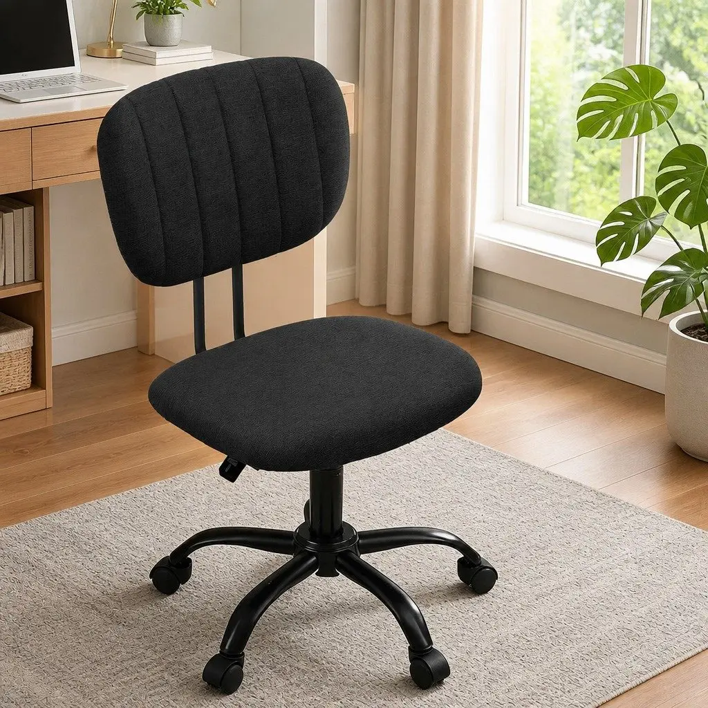 Armless Office Chair Ergonomic Height Adjustable Black