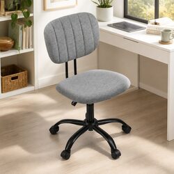 Height-Adjustable Grey Armless Office Chair