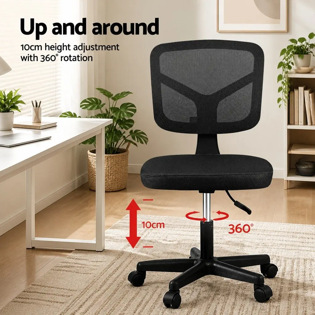 Office Chair Ergonomic Mesh Back Height Adjustable Armless Black