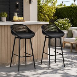 Durable Outdoor Bar Stools with Metal Frame and Plastic Seat
