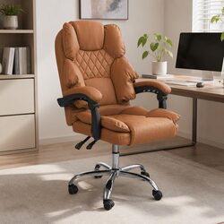 High Back Brown PU Leather Office Chair with Three Positions