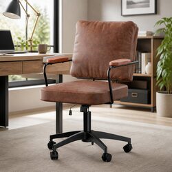 Modern Brown Office Arm Chair with Swivel Function