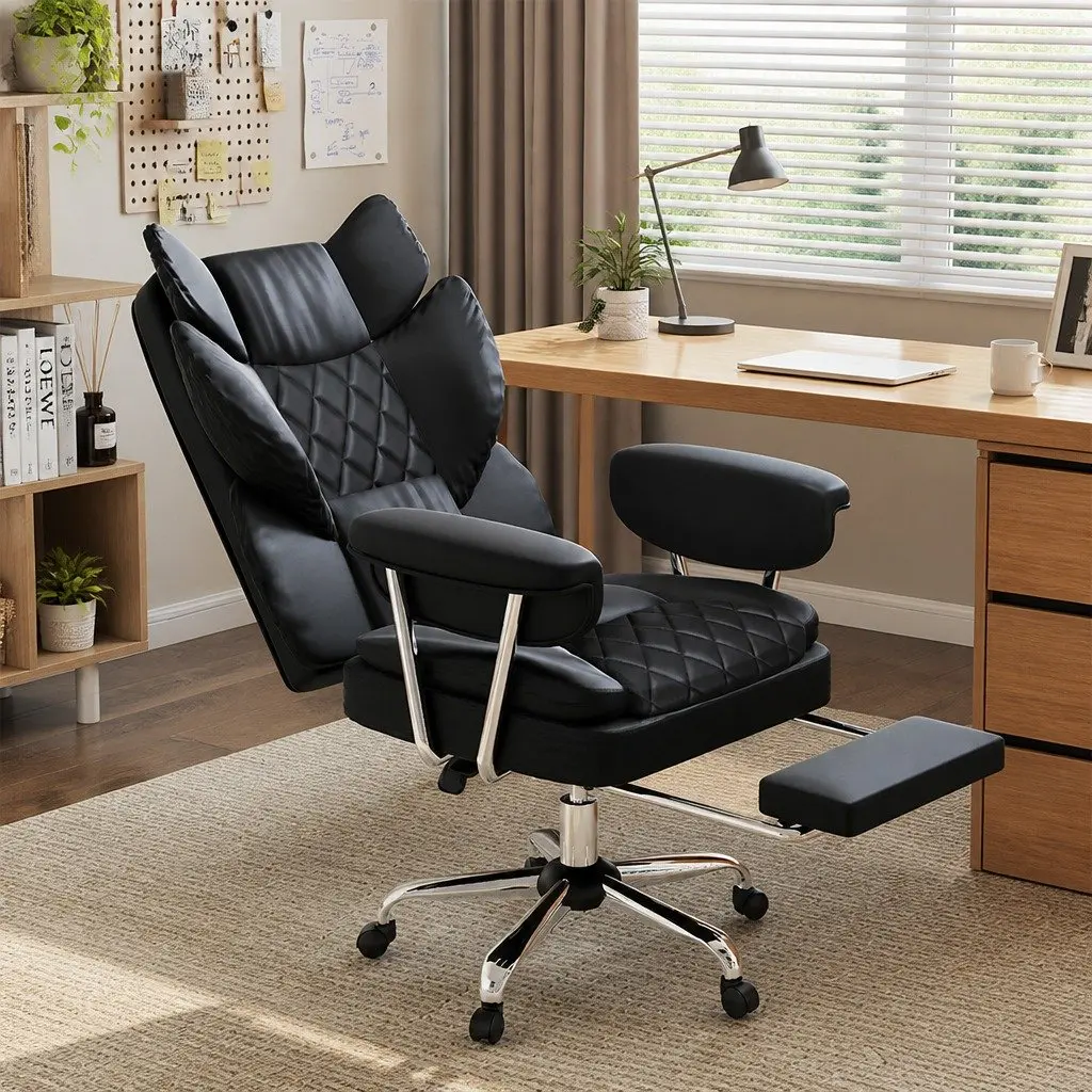 Gaming Office Chair Ergonomic High Back Reclining 90-135° Adjustable Black