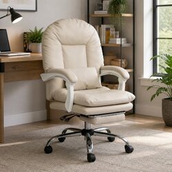 High Back Office Chair with Footrest and Reclining Feature
