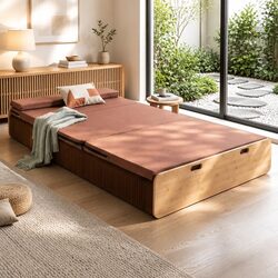 Folding Bed Frame in Kraft Paper with Integrated Mattress