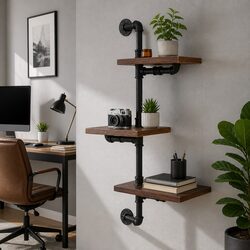 3 Tier Floating Industrial Pipe Shelf - Durable Design