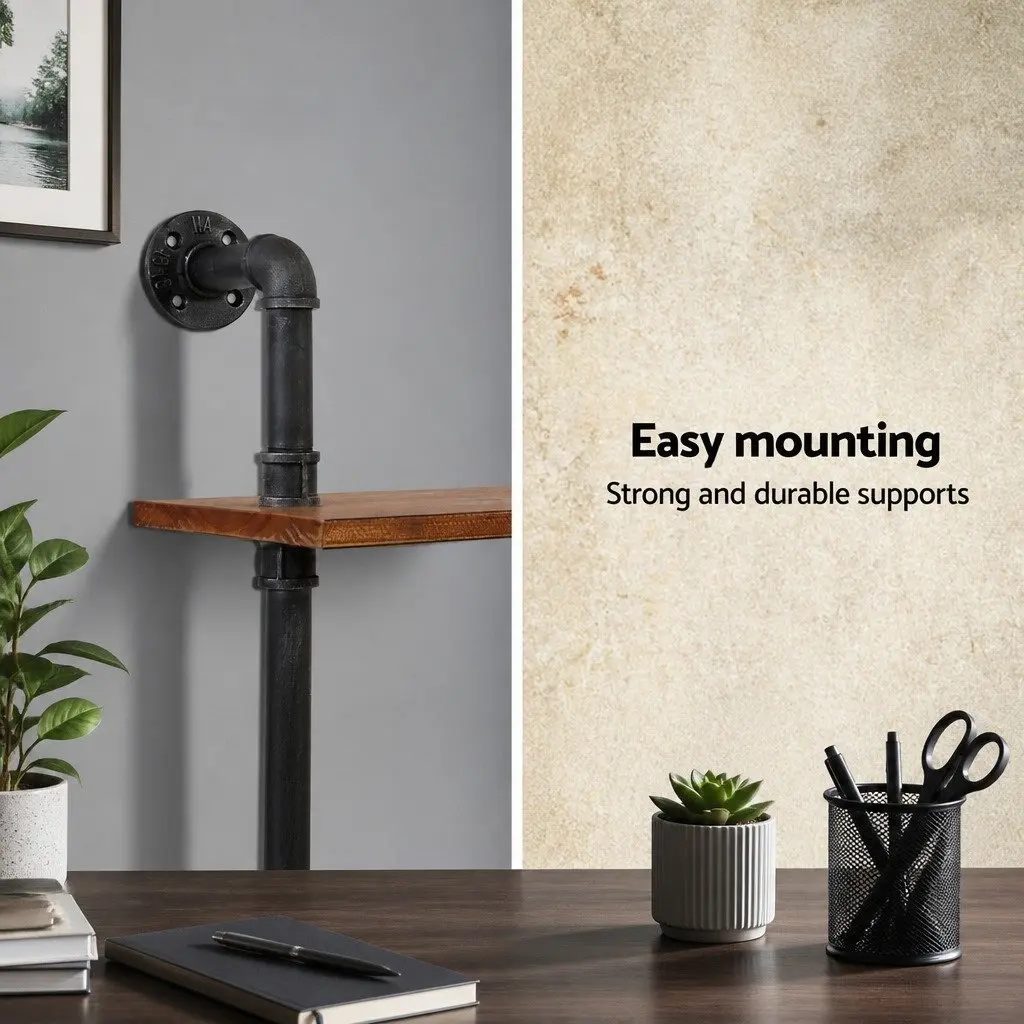 3 Tier Rustic Industrial Pipe Shelf Easy Assembly Brown