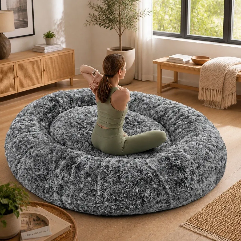 Memory Foam Floor Bed Cushion Adult Nap Daybed Grey Charcoal Removable Cover