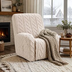 Recliner Chair Cover in Beige with Stretch Fabric