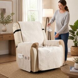 Waterproof Quilted Recliner Chair Cover with Storage