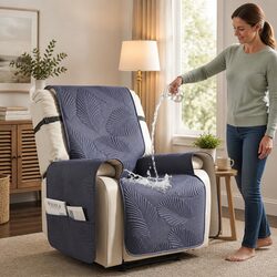 Grey Waterproof Recliner Chair Slipcover with Pockets