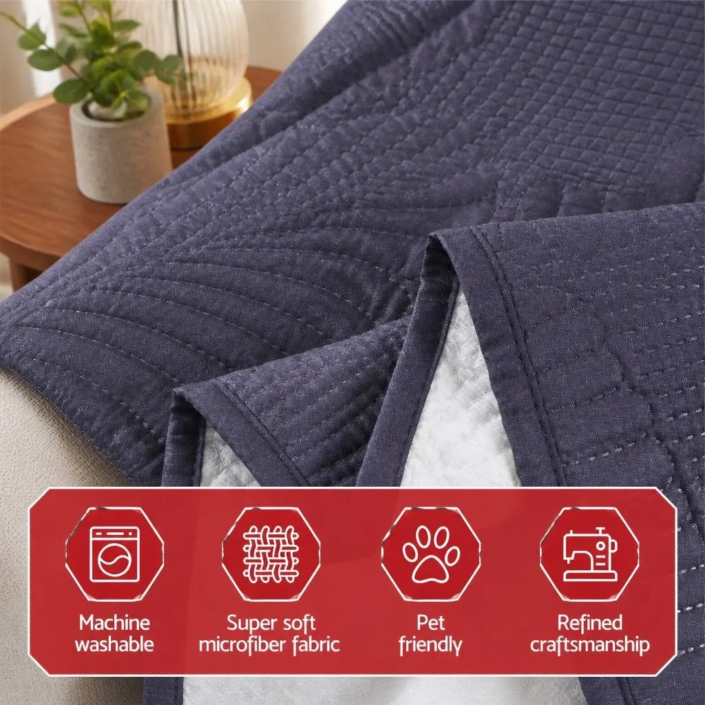 Recliner Chair Cover Waterproof Quilted Grey with Side Pockets