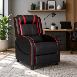 Leather Gaming Recliner Chair with Adjustable Footrest