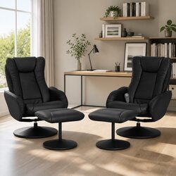 Black Recliner Chair and Ottoman with Massage Features