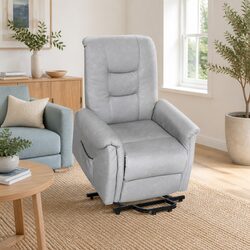 Grey Recliner Chair with Remote Control Lift Assist