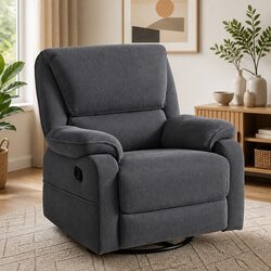 Grey 360° Swivel Recliner Chair with Massage Capabilities