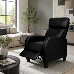 Reclining Armchair with Metal Frame and PU Leather Upholstery