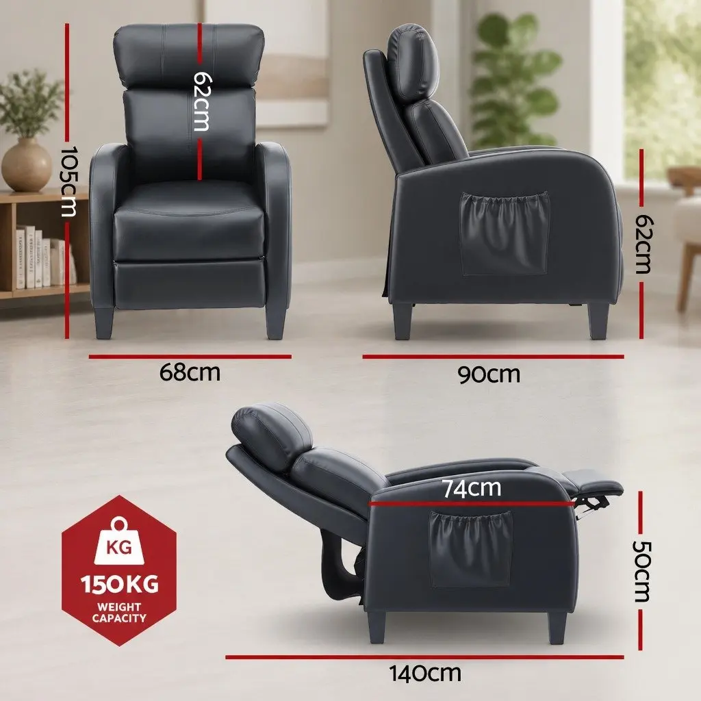 Massage Recliner Chair Compact Comfort Black PU Leather