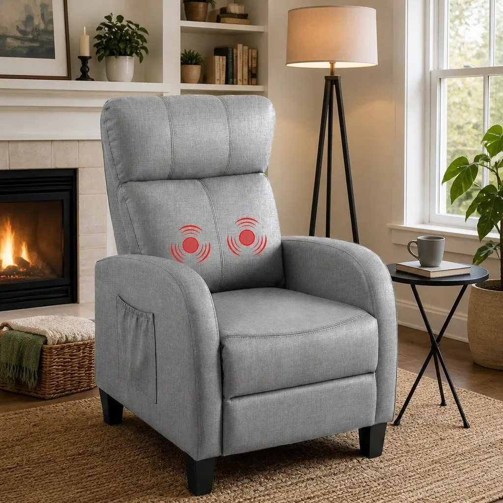 Adjustable Grey Fabric Massage Recliner Chair