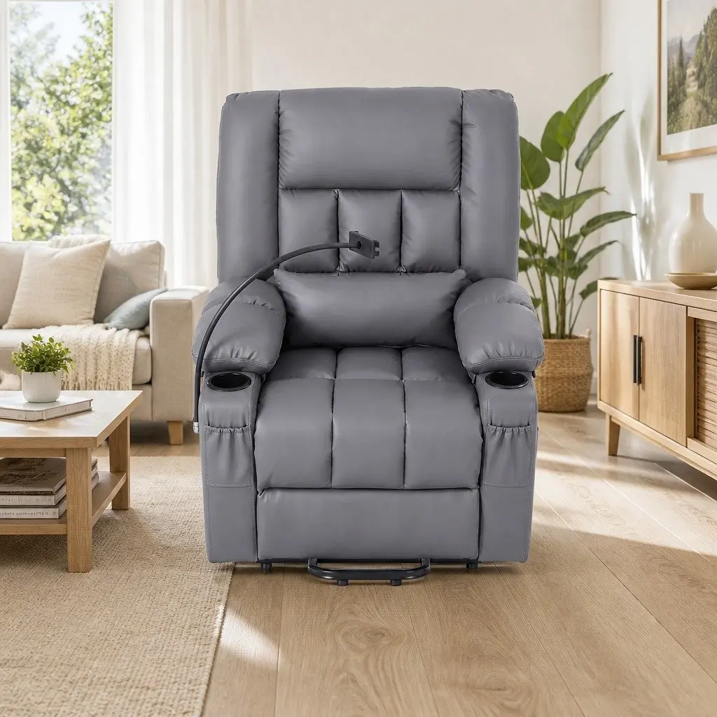 Power Lift Recliner Chair with Massage and Heat, Grey