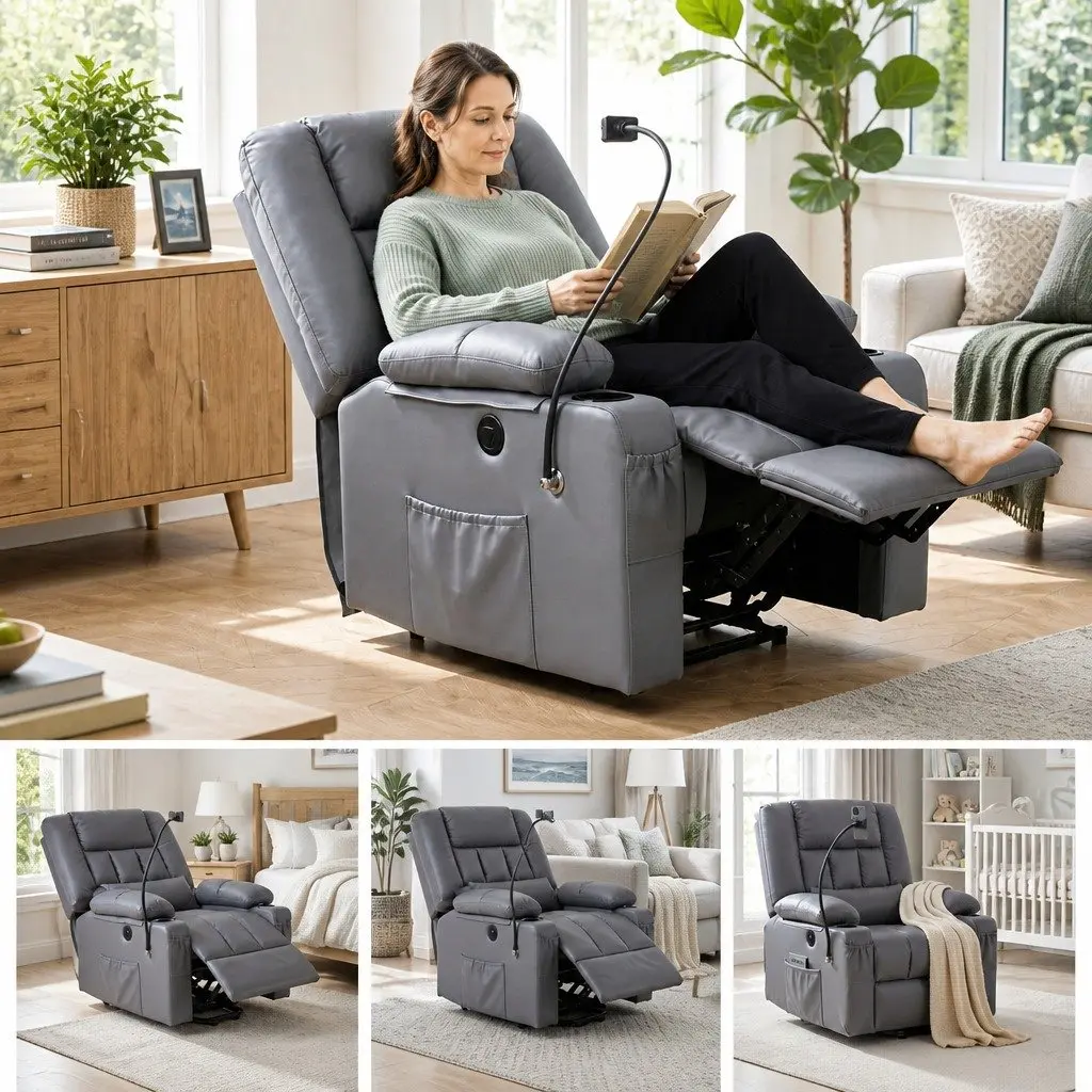Power Lift Recliner Chair with Massage and Heat, Grey