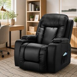 Faux Leather Electric Massage Recliner with Heating Function