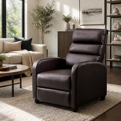 Adjustable Recliner Armchair in Brown PU Leather