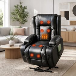 Heated Massage Recliner Chair with Lift Assist and Storage