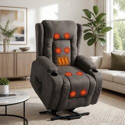 8-Point Heated Massage Recliner with Lift Assist
