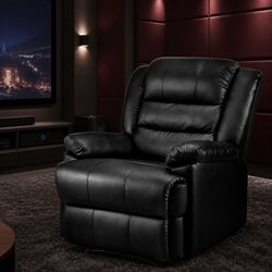 Black PU Leather Recliner Chair with Adjustable Features
