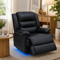 Manual Recliner Chair with Footrest and 16 Colour LED Lighting