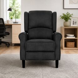 Black Suede Recliner Chair with Adjustable Features