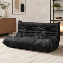 Compact 2 Seater Floor Sofa with Microfibre Upholstery