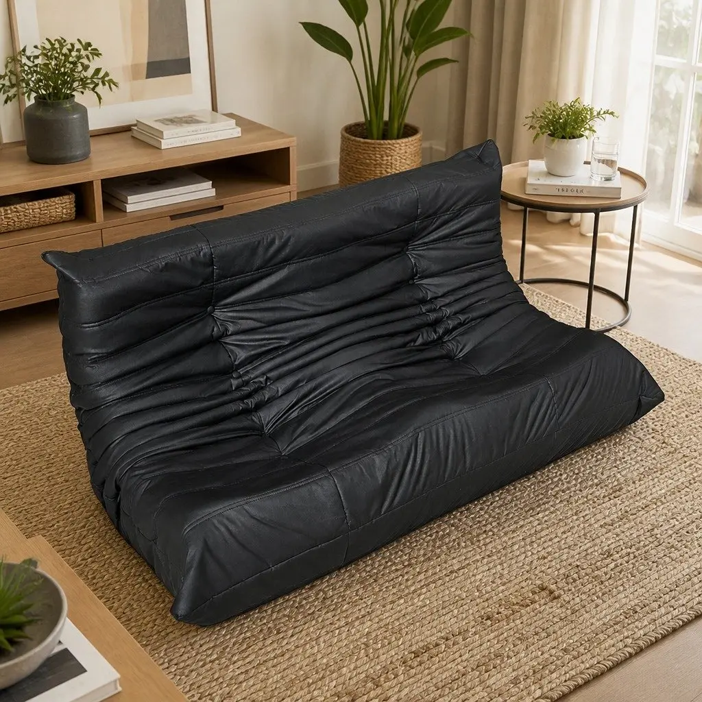 2 Seater Floor Sofa Caterpillar Lounge Chair Living Room Furniture Microfibre