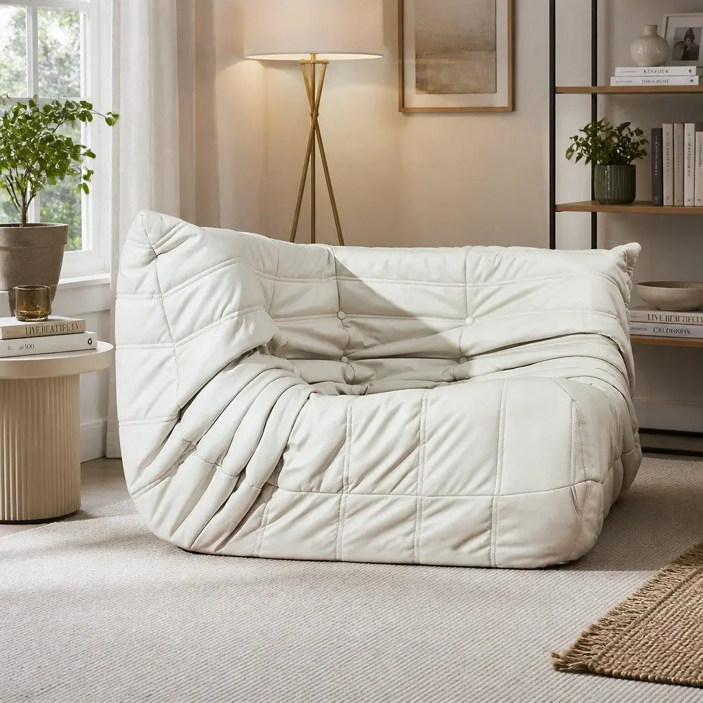 Corner Floor Sofa Ergonomic Wrap-Around Comfort 95cm Beige